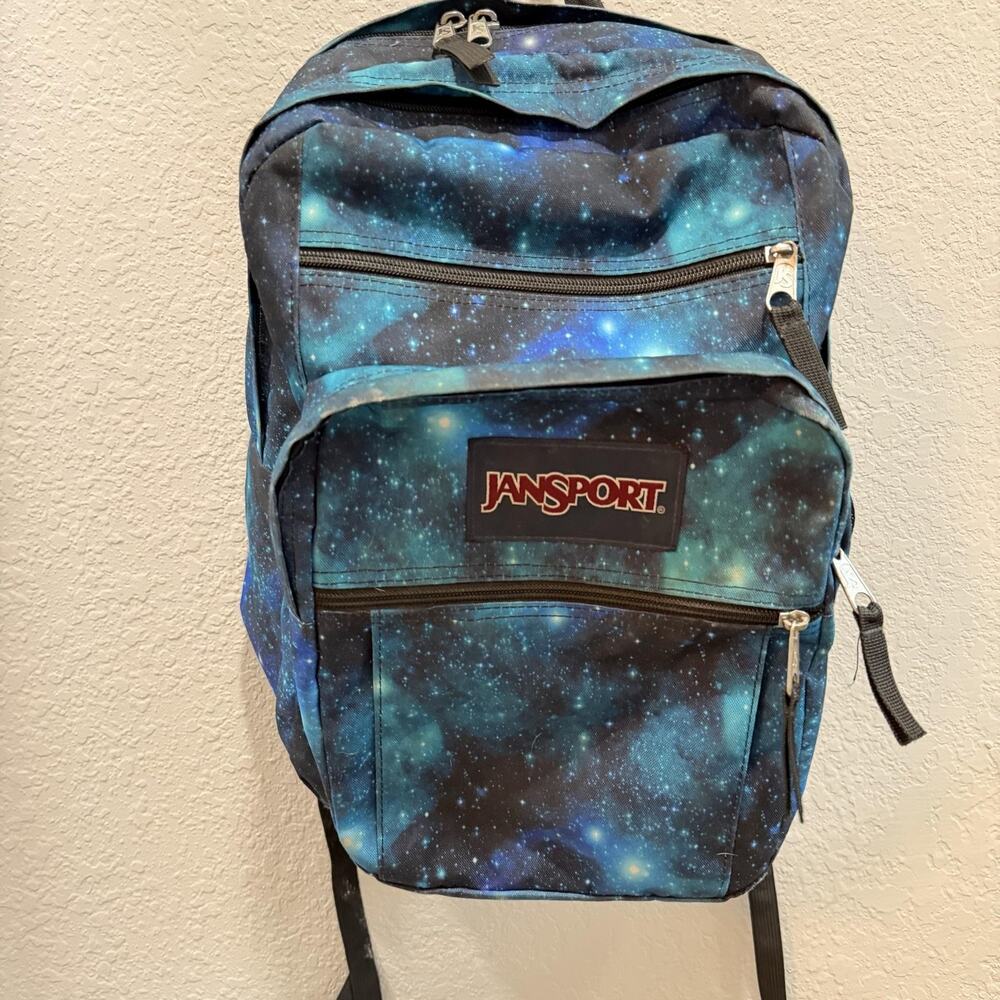 JanSport Blue Cyberspace Galaxy Big Student 17" Backpack Laptop School Bag